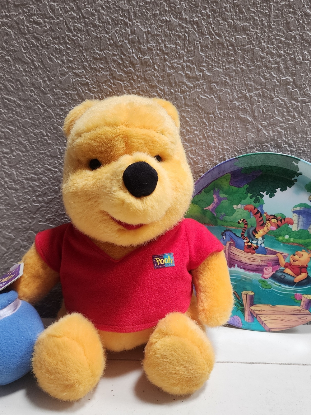 Vintage 1994 Mattel Winnie the Pooh Plush That Plays Music And Pooh Kids Plate